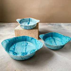 3 Pieces Marble Curry Set - (Ocean)