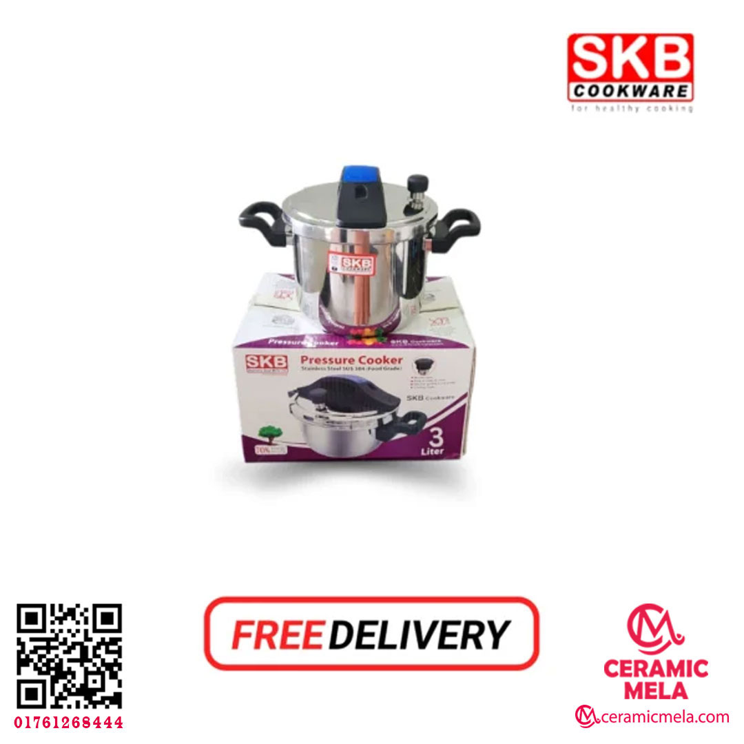 SKB 5 Ltr Stainless Steel Pressure Cooker Food Grade 304 (Whistle System)