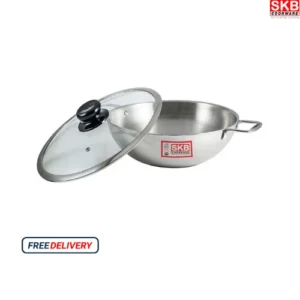 SKB 24cm 3 Layer WokPan Stainless Steel Food Grade 304 (Induction Supported)