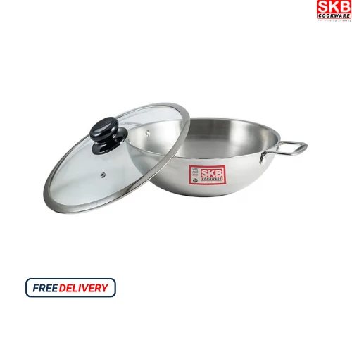 SKB 24cm 3 Layer WokPan Stainless Steel Food Grade 304 (Induction Supported)