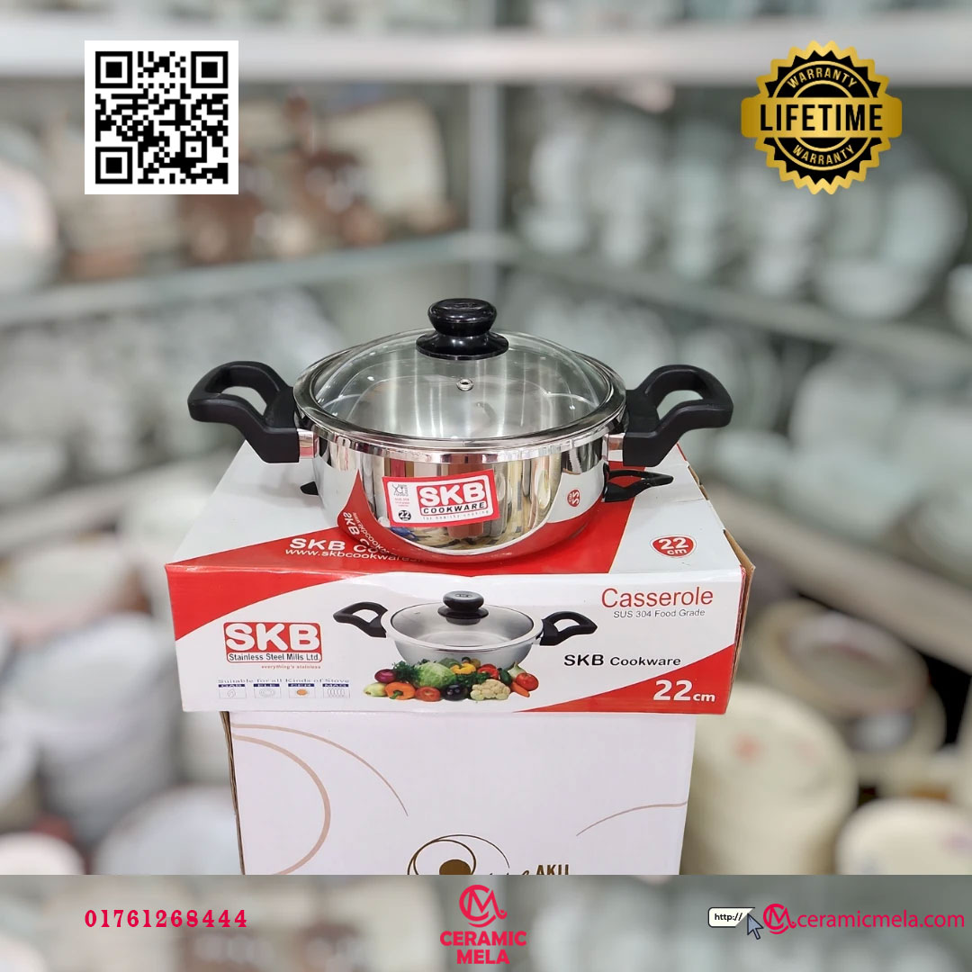 SKB 22cm Casserole Stainless Steel 304 Food Grade - Image 2