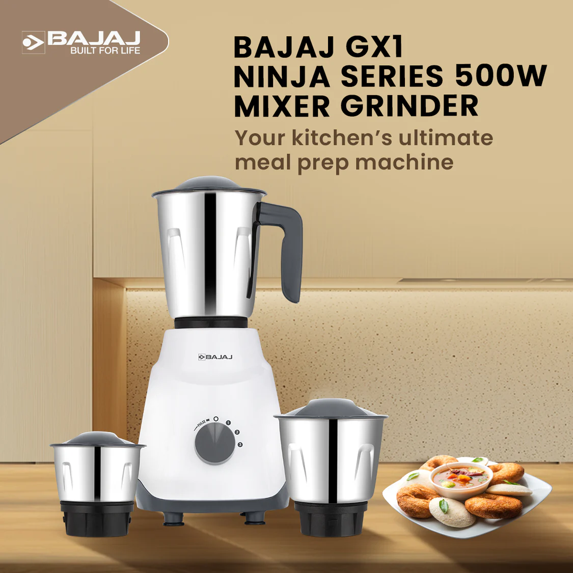 Bajaj GX1 Ninja Series 500W Mixer Grinder - Image 2