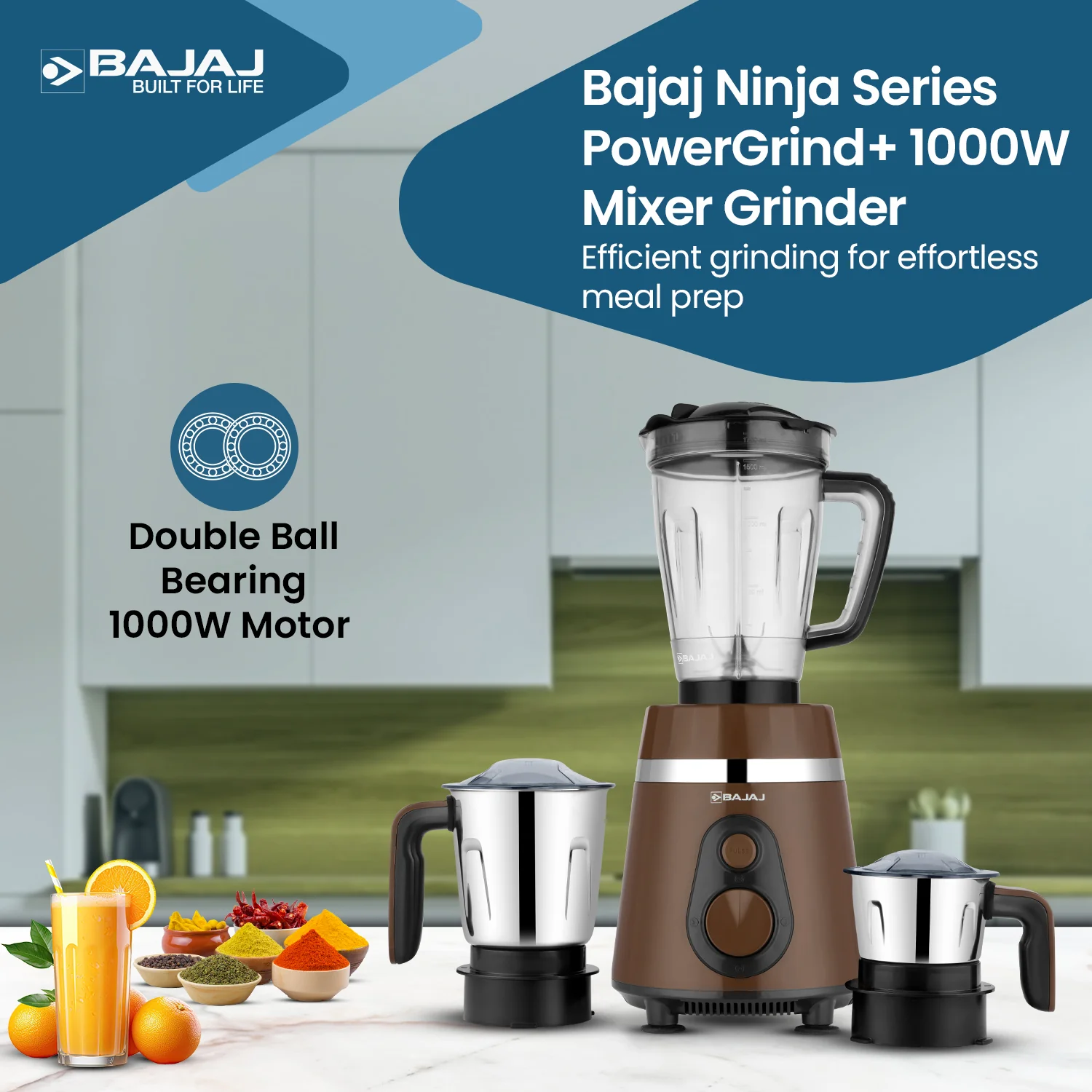 Bajaj Ninja Series Power Grind 1000W Mixer Grinder - Image 2