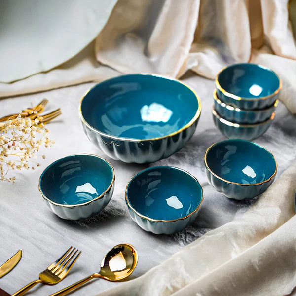 Pookie Bowl 7 Pieces Soup Bowl Set - (With Gold Lining) - Image 2