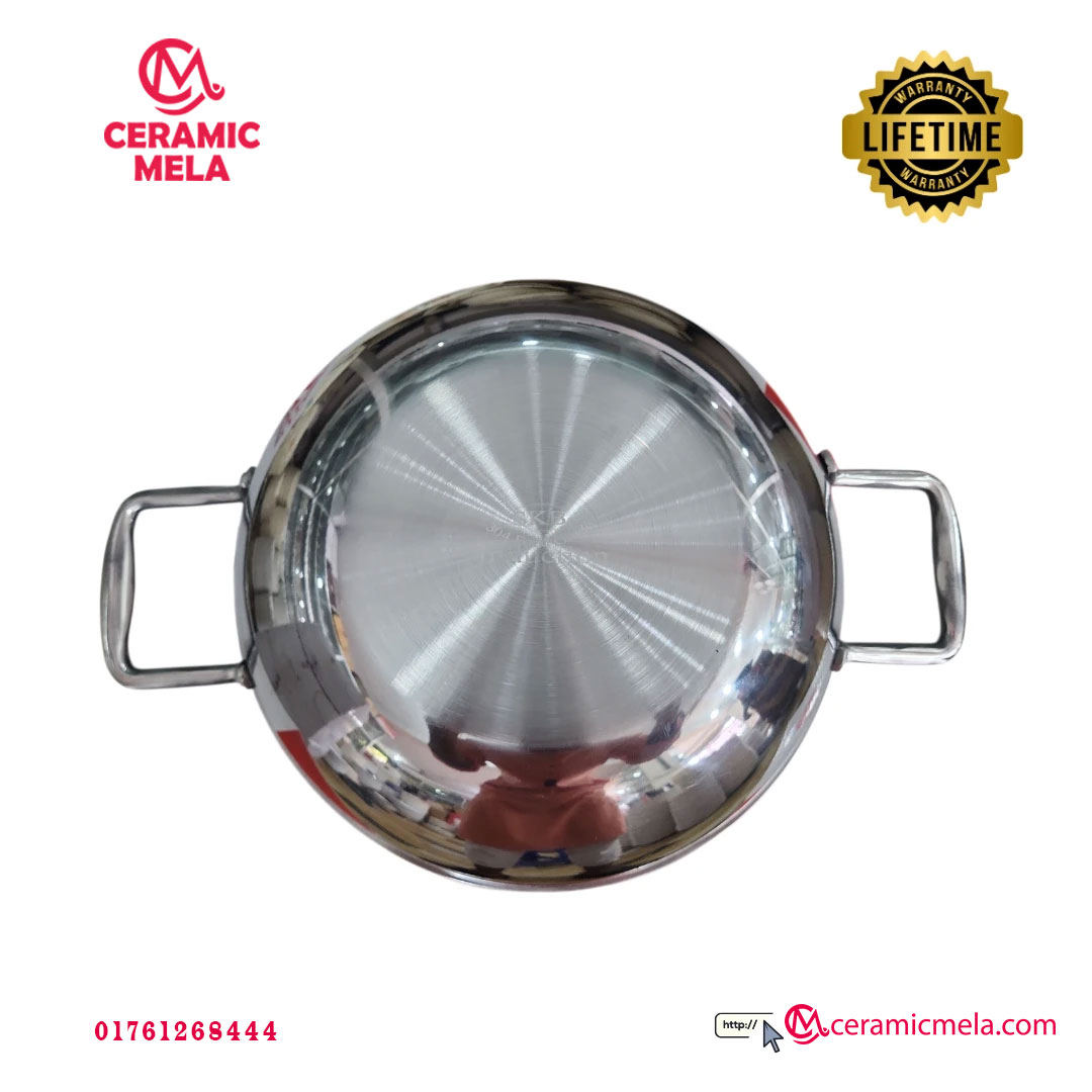 SKB 26cm 3 Layer WokPan Stainless Steel Food Grade 304 (Induction Supported) - Image 3