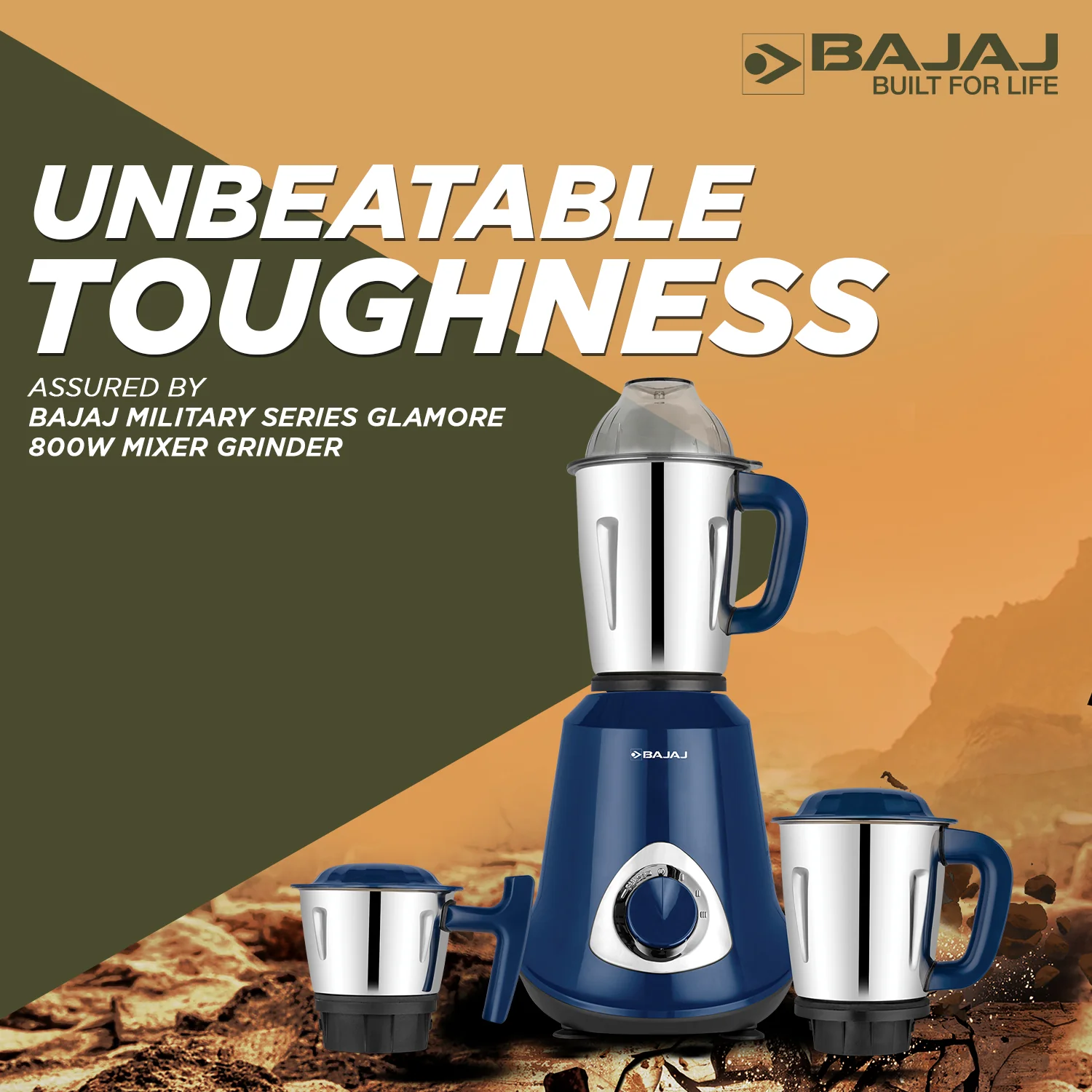 Bajaj Military Series Glamore 800W Mixer Grinder - Image 3