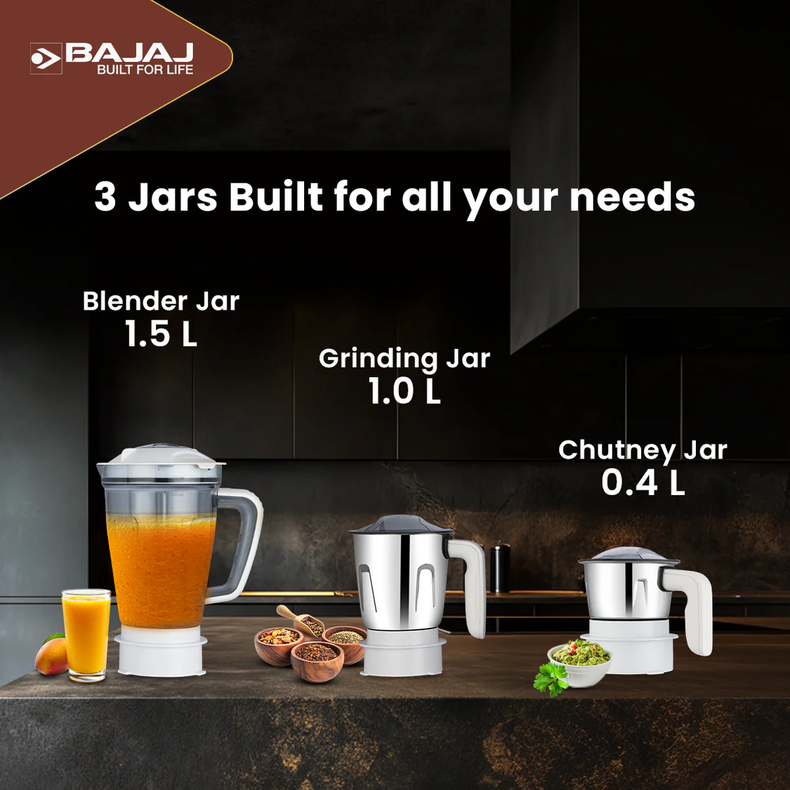 Bajaj Ninja Series Power Blend 1000W Juicer Mixer Grinder - Image 4