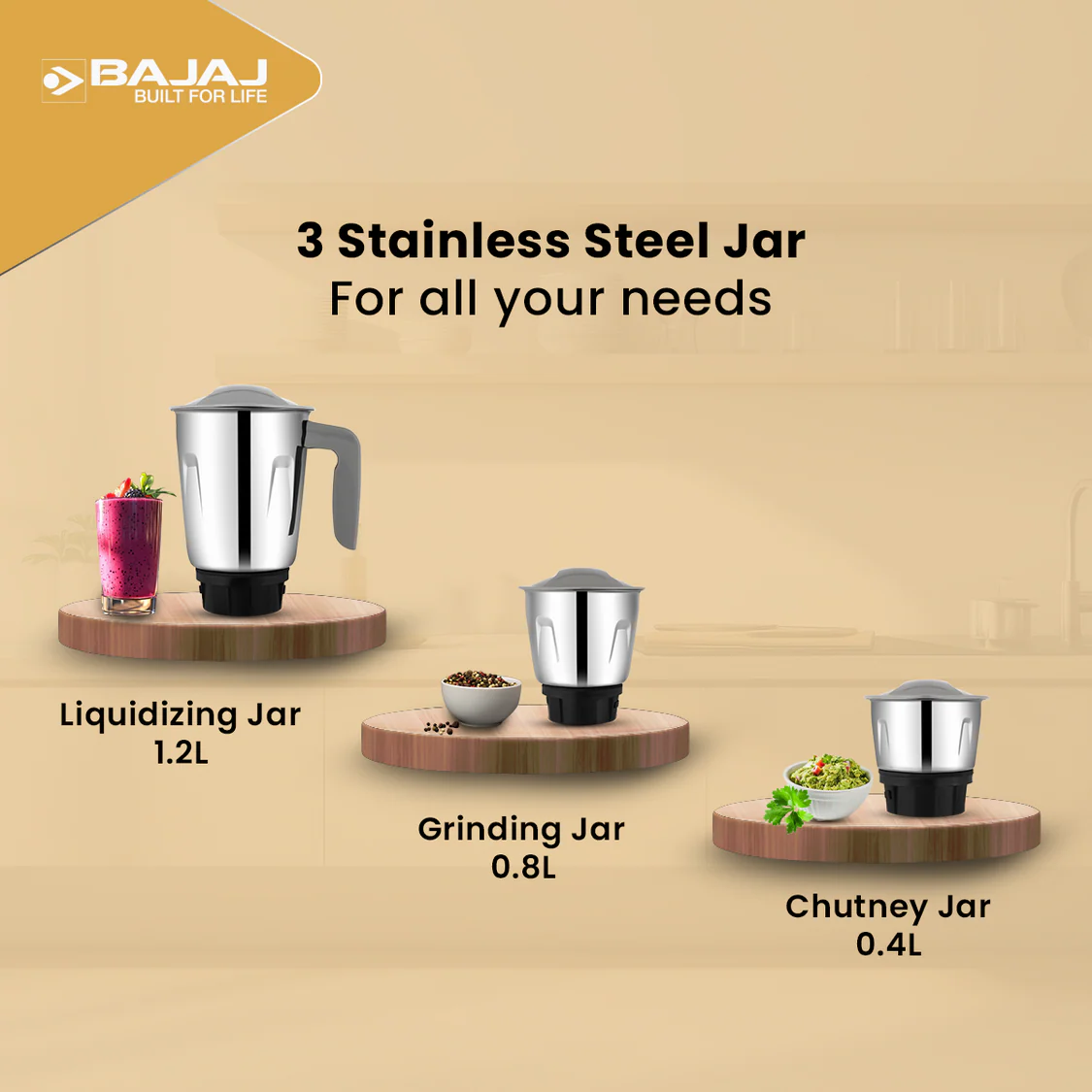 Bajaj GX1 Ninja Series 500W Mixer Grinder - Image 5