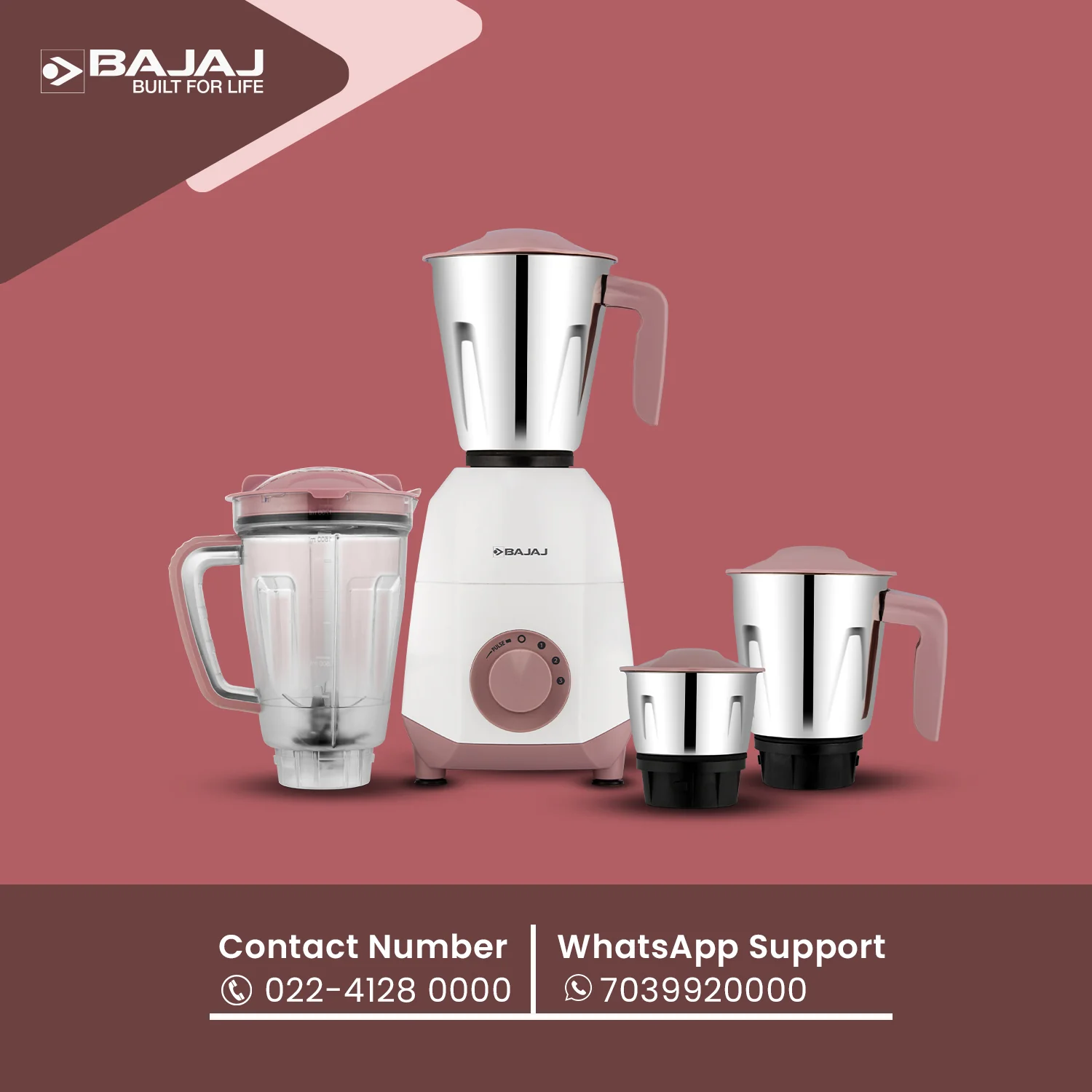 Bajaj Ninja Series GX75 4 Jar 750W Mixer Grinder - Image 3