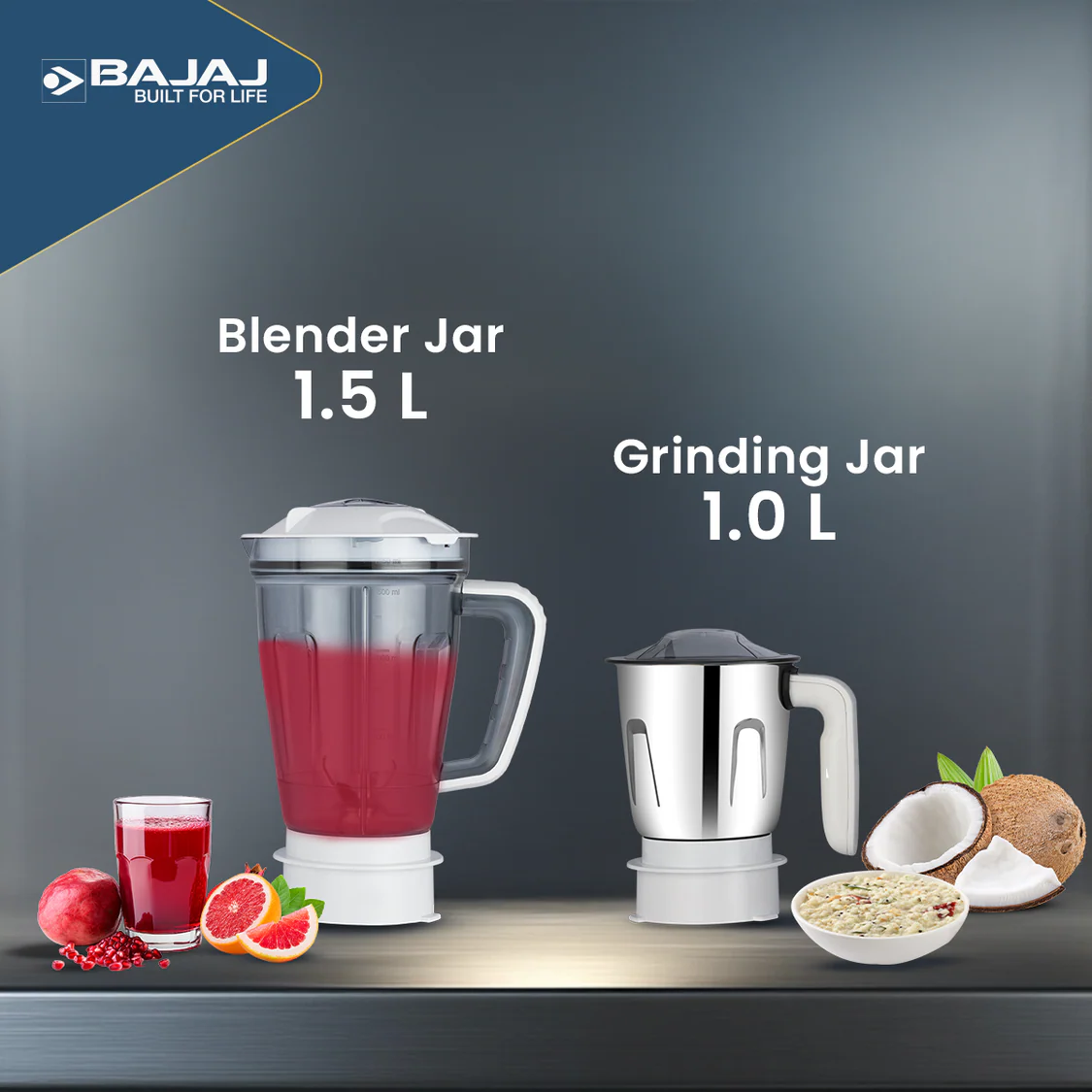 Bajaj Ninja Series Power Blend 2 Jar 1000W Juicer Mixer Grinder - Image 3