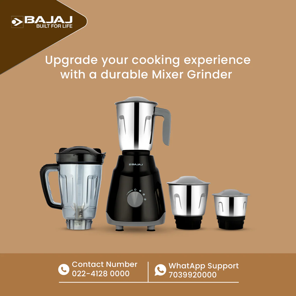 Bajaj Rex Ninja Series 4 Jar 500W Mixer Grinder - Image 3
