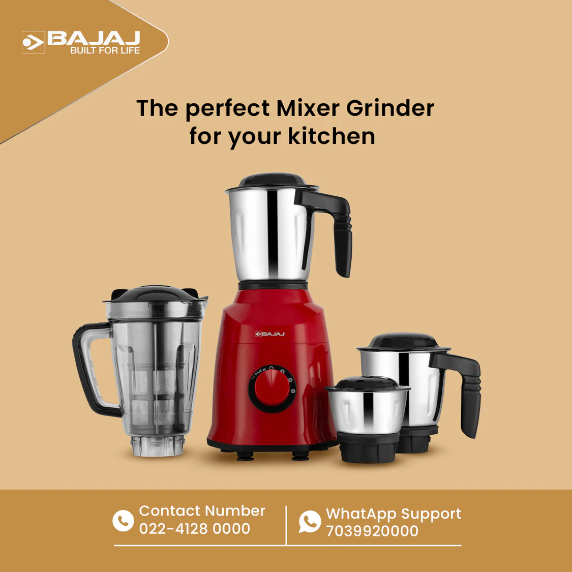 Bajaj Military Series REX 750 4 Jar Mixer Grinder - Image 4