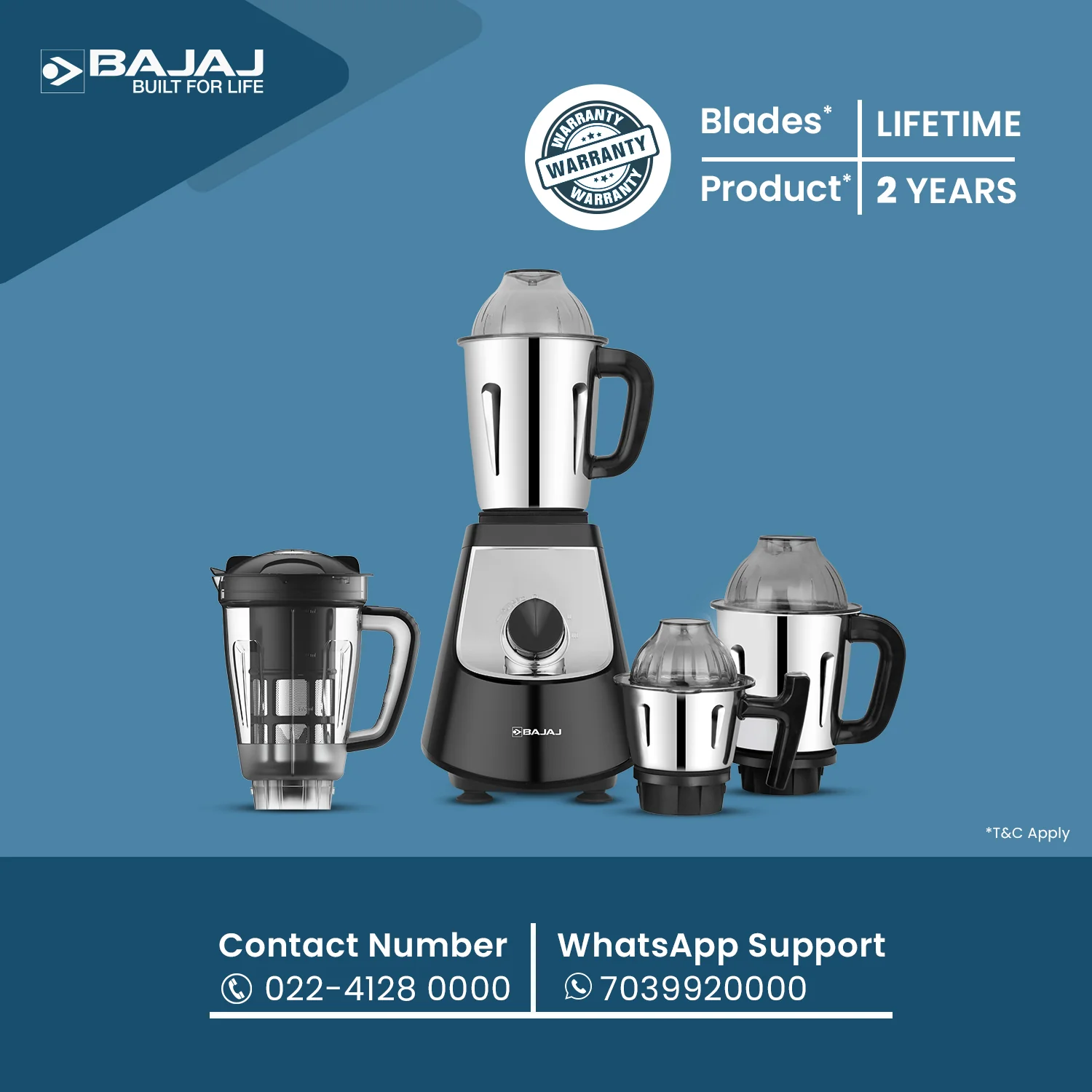 Bajaj Military Series Evoque 4 Jar 1000W Mixer Grinder - Image 3