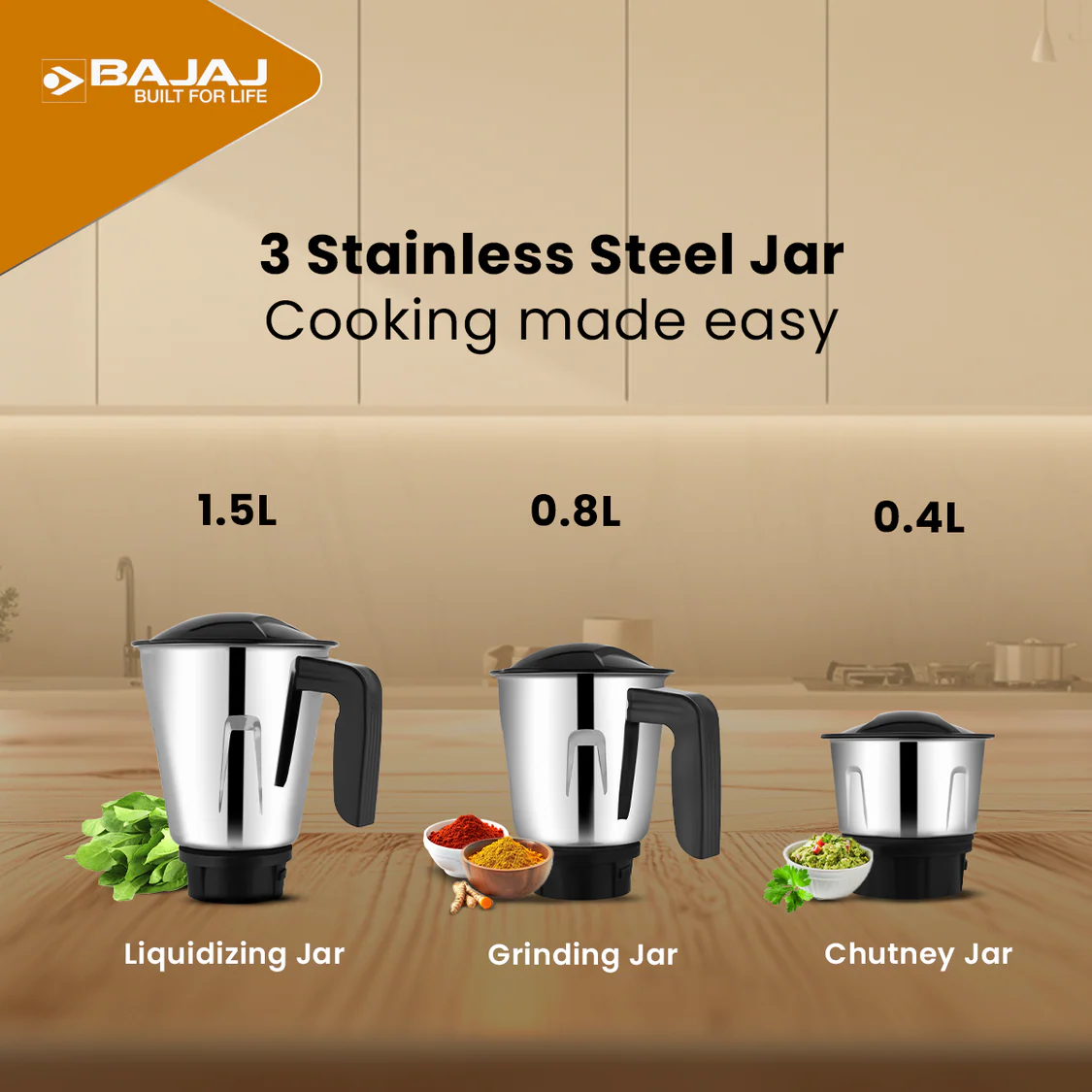 Bajaj Rex Dlx Ninja Series 4 Jar 750W Mixer Grinder - Image 7