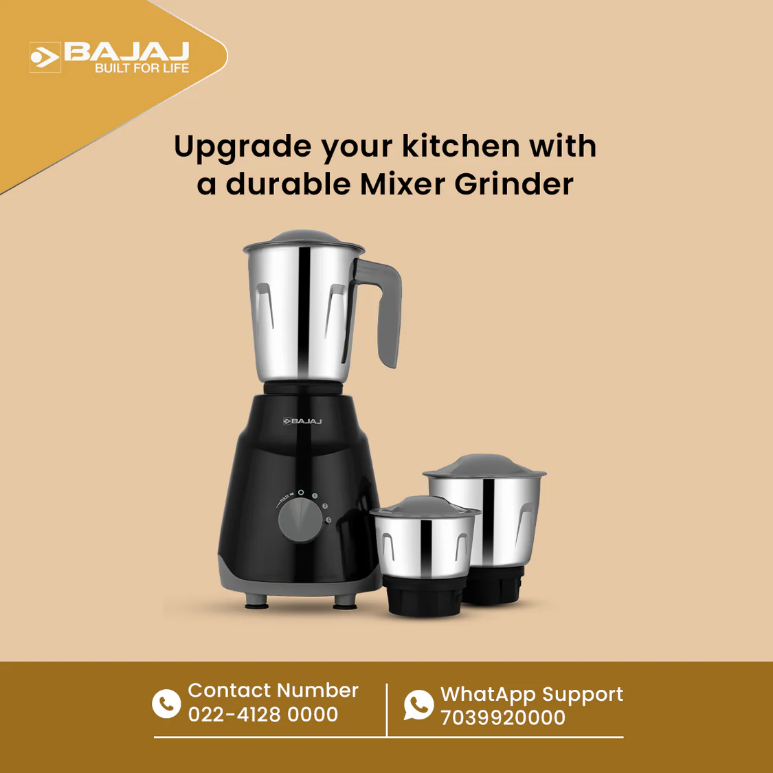 Bajaj GX1 Ninja Series 500W Mixer Grinder - Image 6